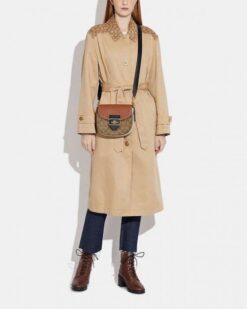 Coach Morgan Saddle Bag In Colorblock Signature Canvas With Og Box Tan Brown