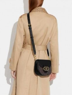 Coach Morgan Saddle Bag In Colorblock Signature Canvas With Og Box Black Brown