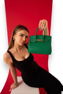 Hermes Malachite Green Togo Leather Rose Gold Hardware Birkin Bag With Dust Bag & OG Box (BK25 Malachite Green)💚 💯