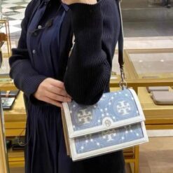 Tory Burch T Monogram Shoulder Bag With Adjustable Strap With OG Box & Dust Bag (White - 618)