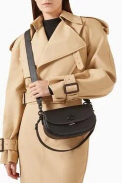 Coach Black Emmy 23 Medium Saddle Bag Black With Og Box